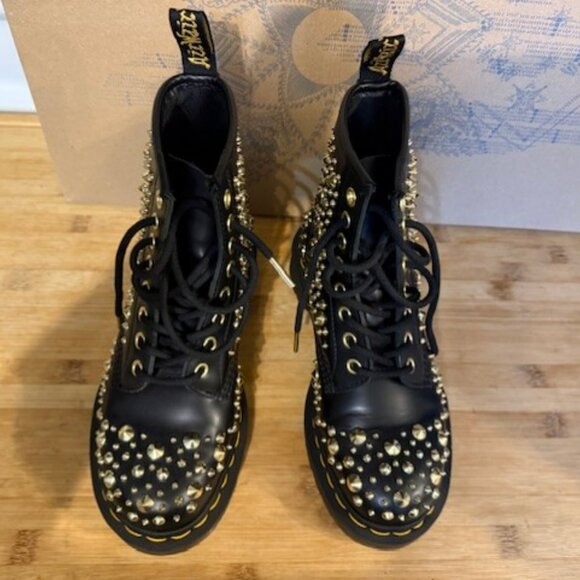 NWOT - Dr Martens 1460 Midas Smooth Leather Gold Studded Boots – RARE - Picture 5 of 16